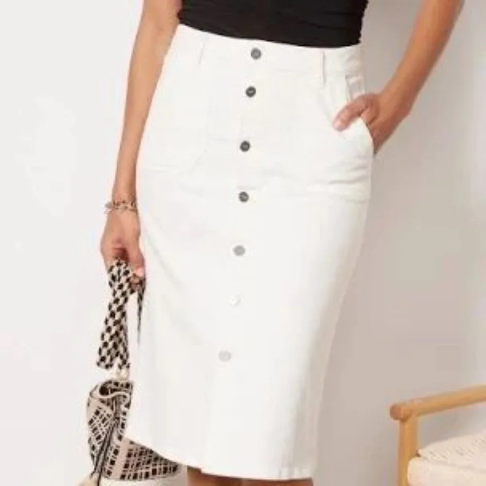 Paige Meadow Midi Skirt Tonal Ecru Size 28 - Picture 4 of 14